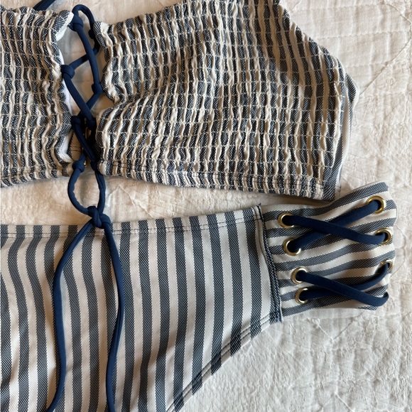 Time and Tru Navy and White Lace-Up Bikini - Picture 3 of 4